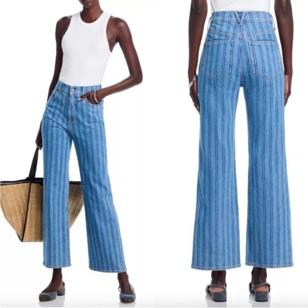 Veronica Beard Crosbie Wide Leg Jeans Women’s Size 30 Loafer Sapphire Stripe CLO